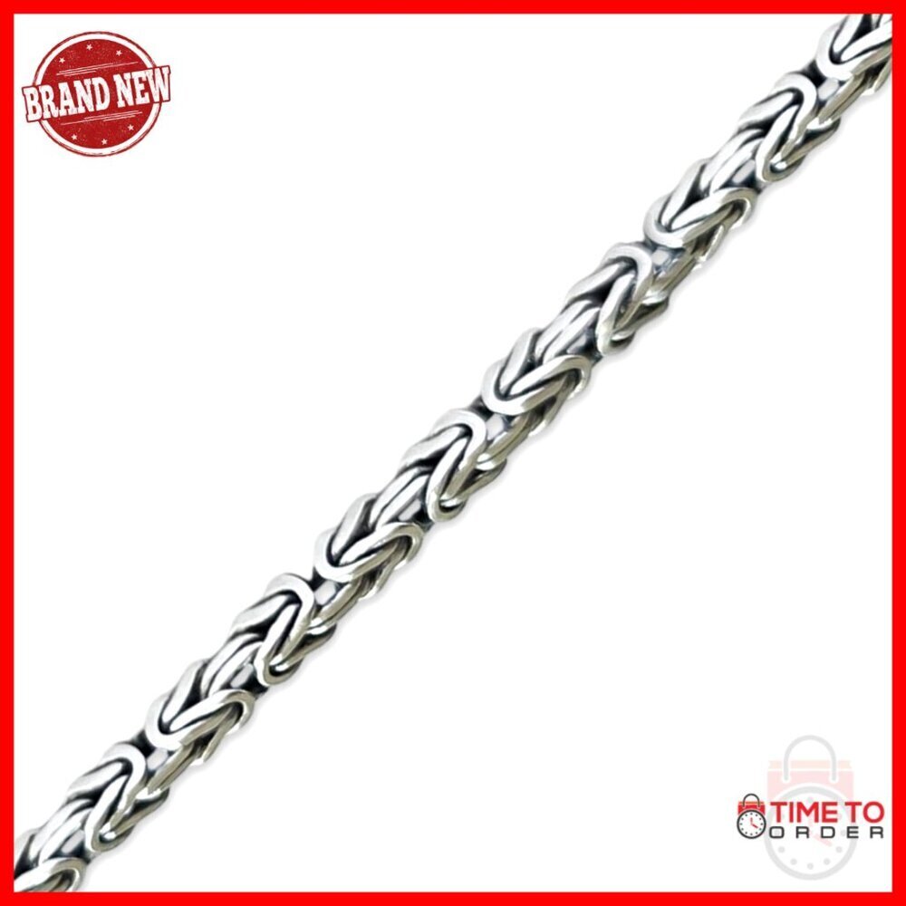Sterling Silver Byzantine Chain Necklace 2mm Lobster Clasp 16-25.5 Inch